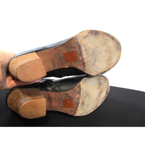 Madewell Black Leather Medium Heel Side Zip Ankle Boots Women Sz 7.5 - Picture 9 of 11